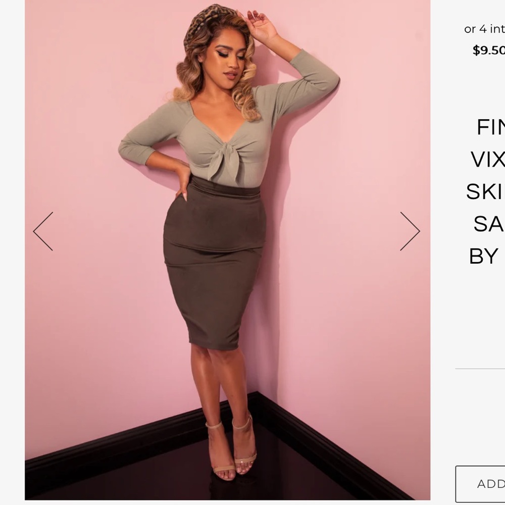 Vixen By Micheline Pitt Pencil Dark Green Skirt - Picture 3 of 14